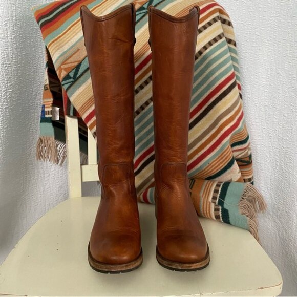 Frye Melissa Lug Button Leather Knee-High Tall Riding  Boots - Picture 3 of 8